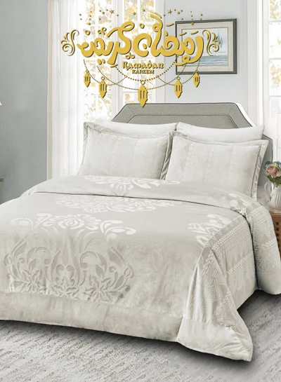 Master Home Textile Velvet Comforter Sets, 7 Pcs King Size, Fits 200 x 200 cm Double Size Bed, With Removable Filling, Soft, Warm